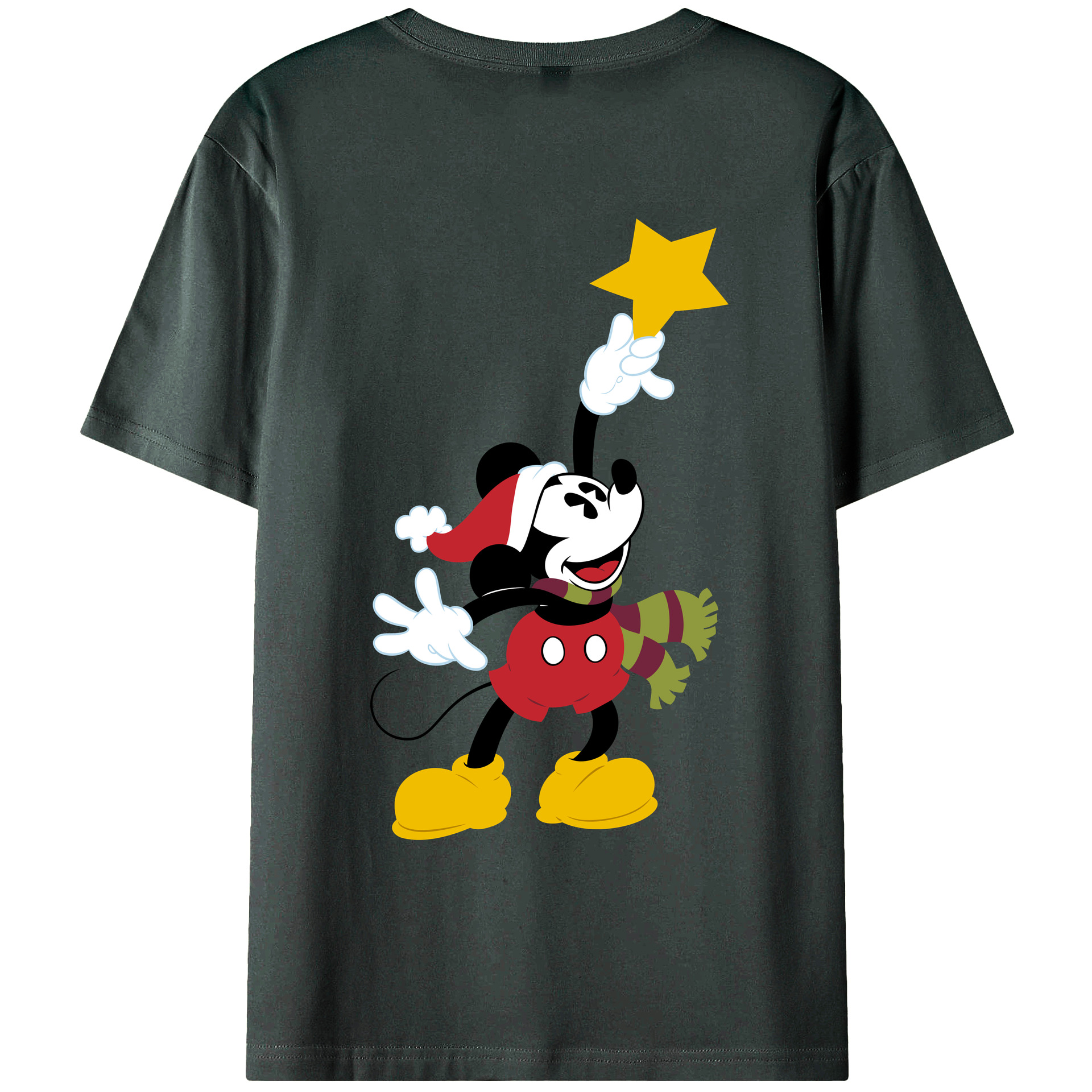 ミッキーマウス Mickey Mouse 綿100％ メンズ半袖Tシャツ（バックプリント） 通気性